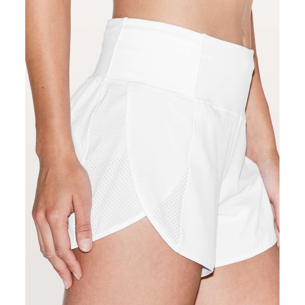 Lululemon Real Quick Short Perforated 3.5" White Sz 8 High Rise Running Athletic